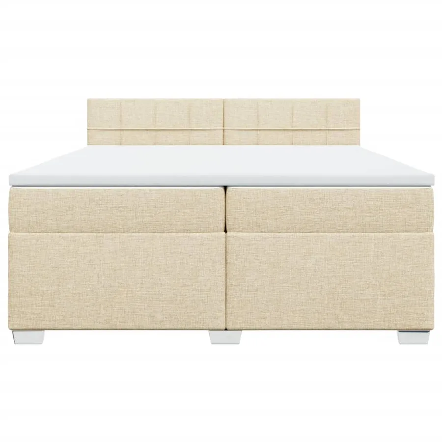 Sommier à lattes de lit avec matelas Crème 200x200 cm Tissu - 4
