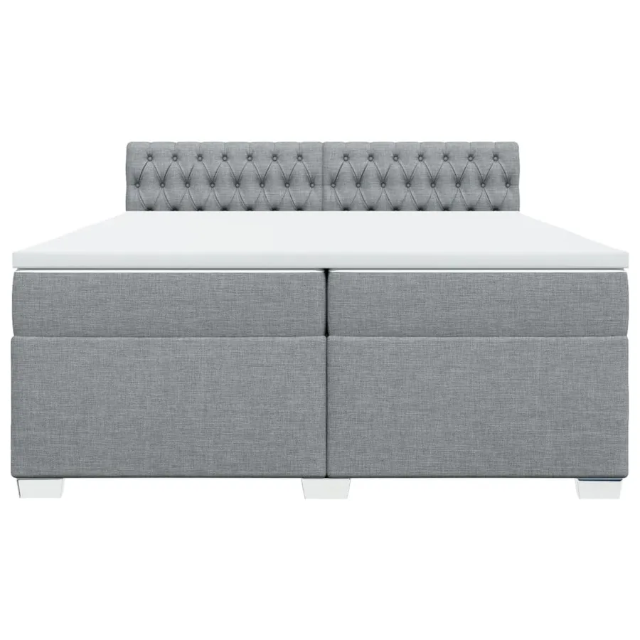 Sommier à lattes de lit avec matelas Gris clair 200x200cm Tissu - 4