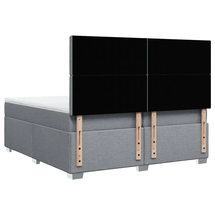 Sommier à lattes de lit avec matelas Gris clair 200x200cm Tissu - 12