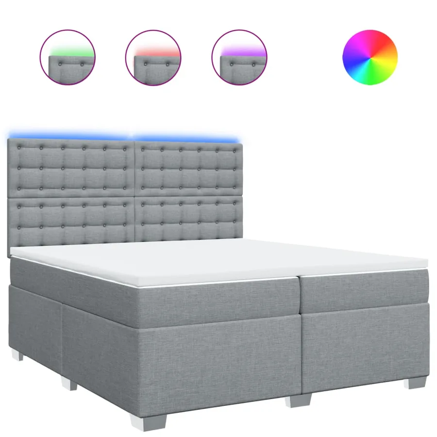 Sommier à lattes de lit avec matelas Gris clair 200x200cm Tissu - 2