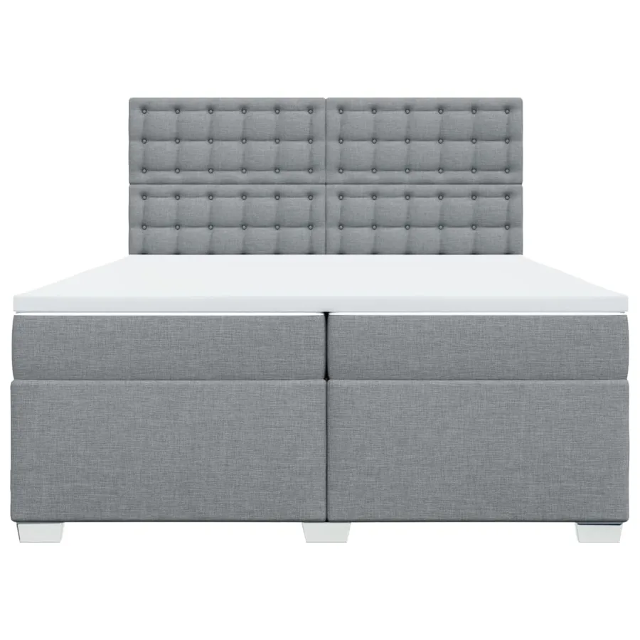 Sommier à lattes de lit avec matelas Gris clair 200x200cm Tissu - 6