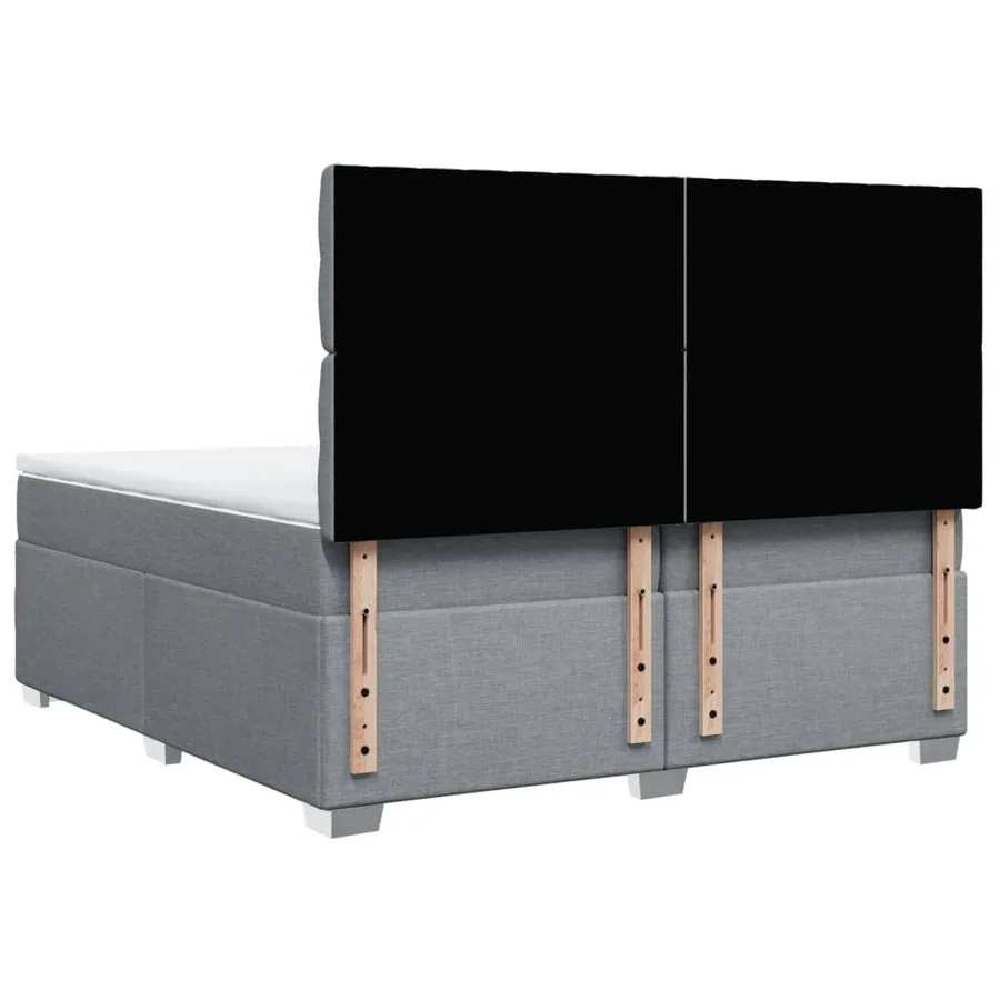 Sommier à lattes de lit avec matelas Gris clair 200x200cm Tissu - 12