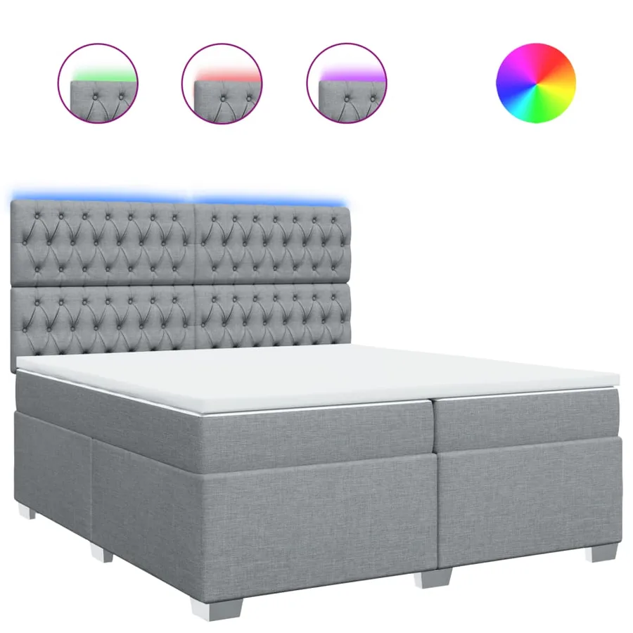 Sommier à lattes de lit avec matelas Gris clair 200x200cm Tissu - 2