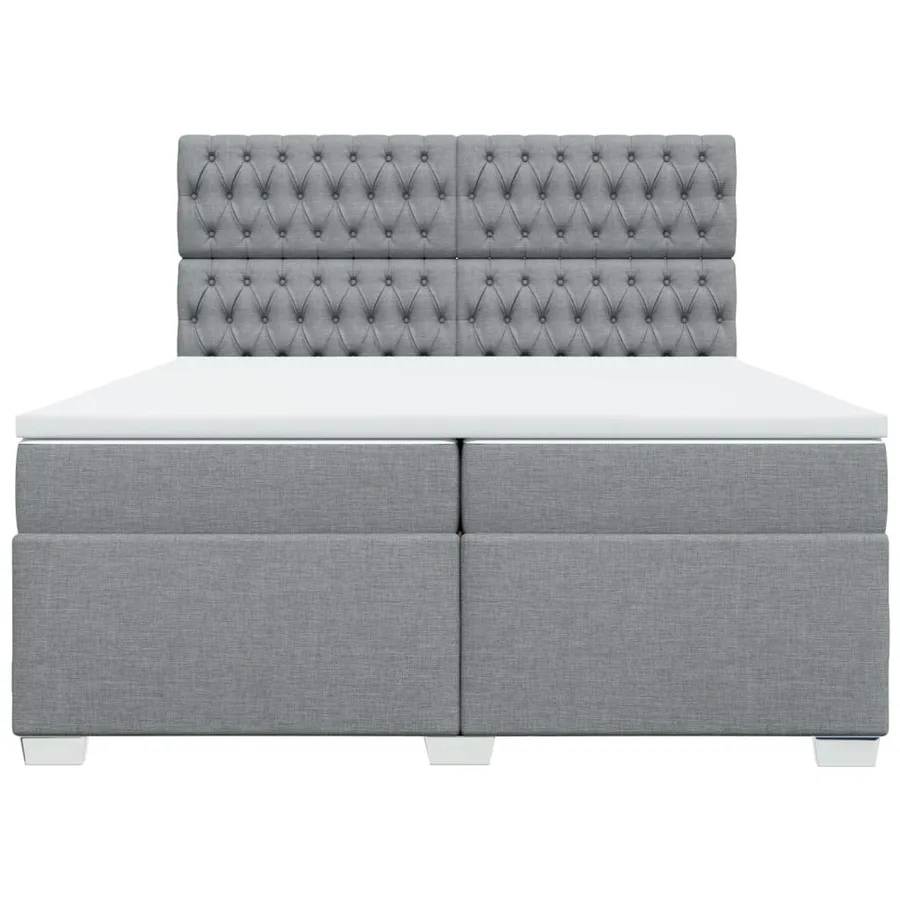 Sommier à lattes de lit avec matelas Gris clair 200x200cm Tissu - 6
