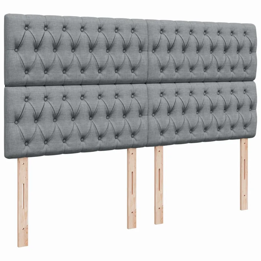 Sommier à lattes de lit avec matelas Gris clair 200x200cm Tissu - 7