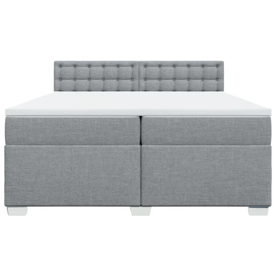 Sommier à lattes de lit avec matelas Gris clair 200x200cm Tissu - 4