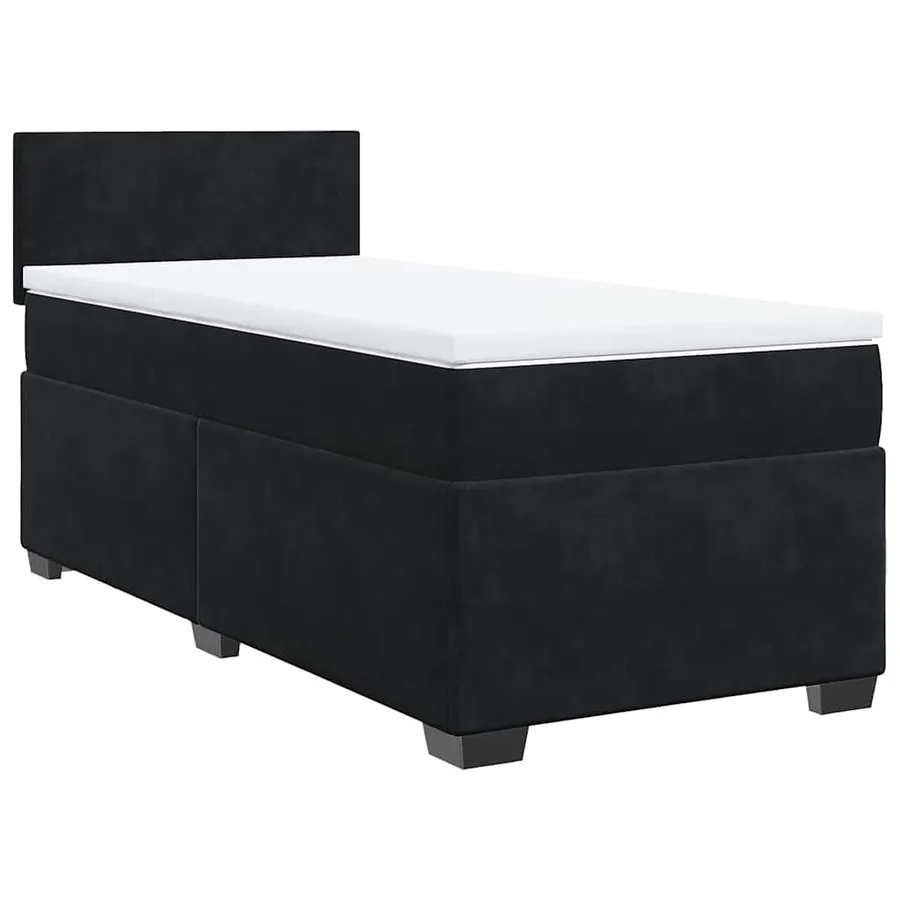 Sommier à lattes de lit et matelas Noir 80x200 cm Velours - 2