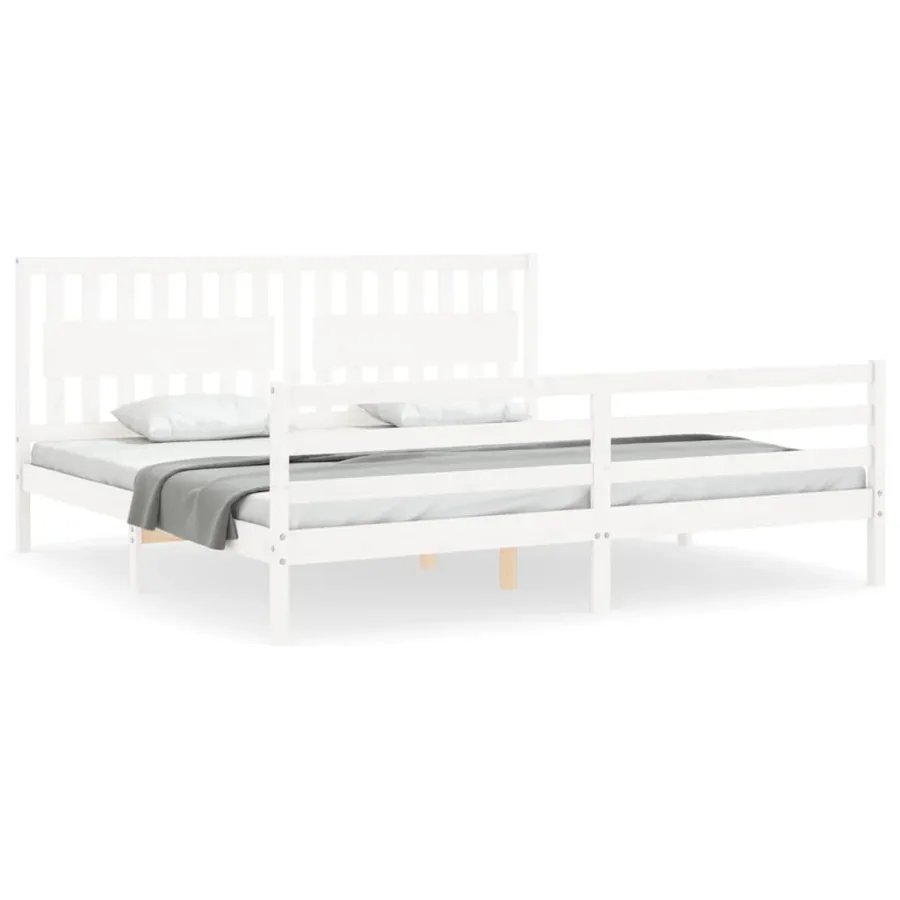 Cadre de lit sans matelas blanc 200x200 cm bois massif - 2