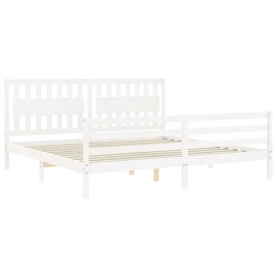 Cadre de lit sans matelas blanc 200x200 cm bois massif - 5