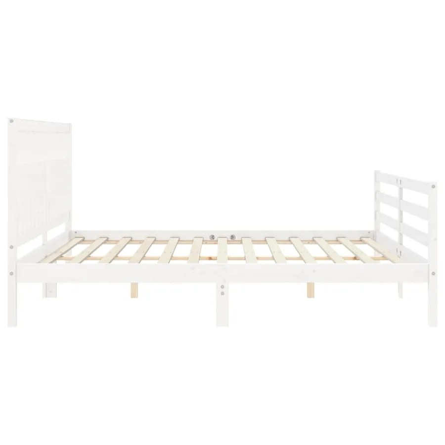 Cadre de lit sans matelas blanc 200x200 cm bois massif - 7