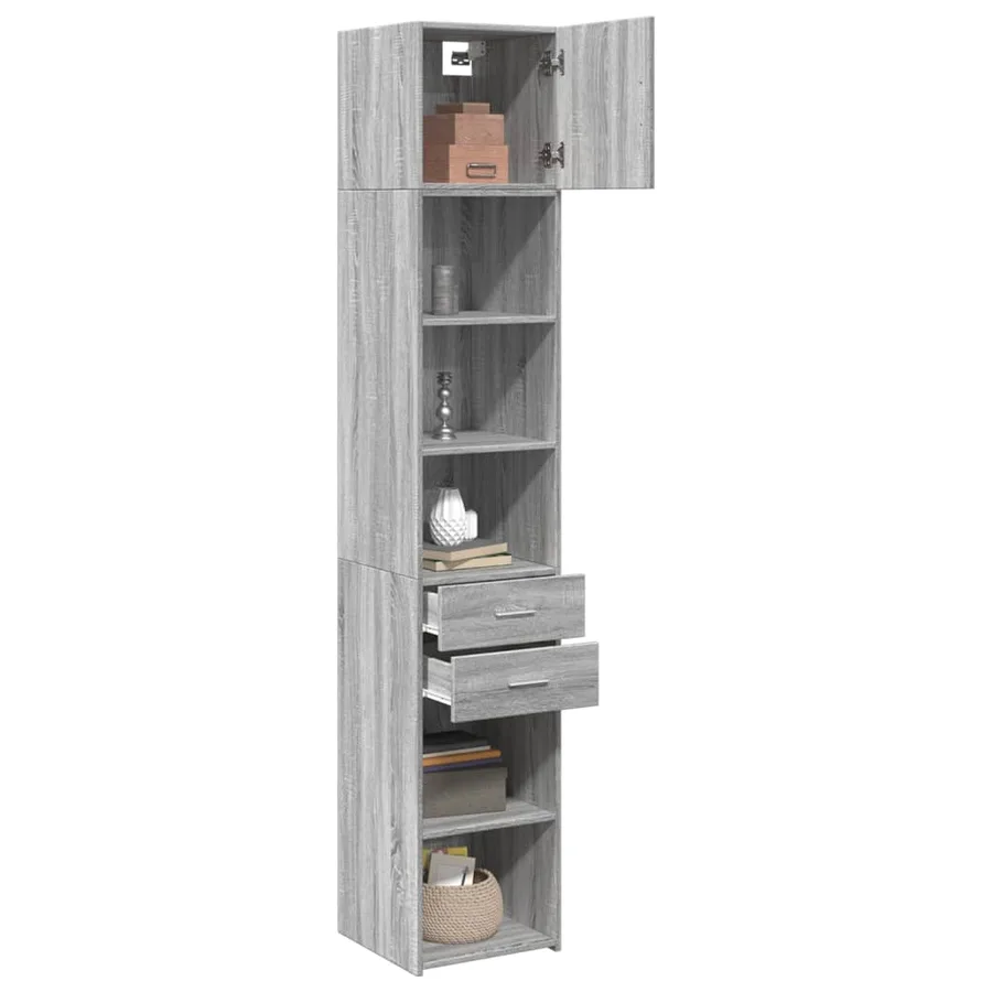 Armoire de rangement mince sonoma gris 40x42,5x225 cm - 3