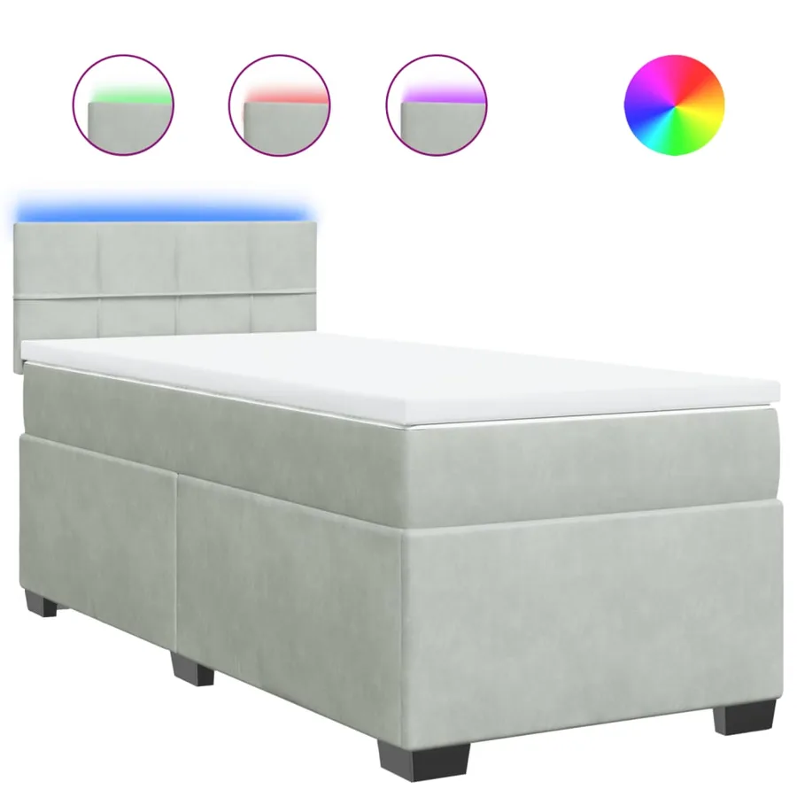 Sommier à lattes de lit et matelas Gris clair 90x190 cm Velours - 2