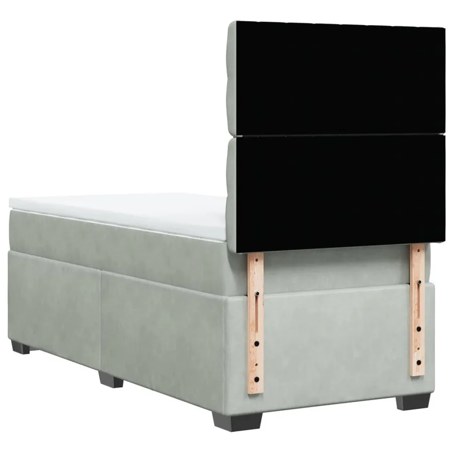 Sommier à lattes de lit et matelas Gris clair 90x190 cm Velours - 10