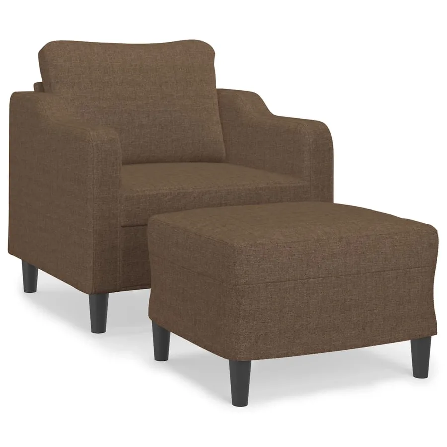 Fauteuil avec repose-pied Marron 60 cm Tissu - 2