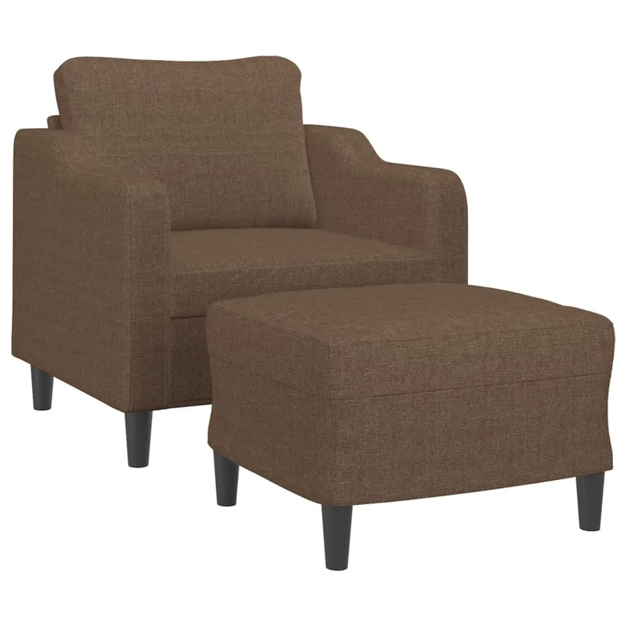 Fauteuil avec repose-pied Marron 60 cm Tissu - 3