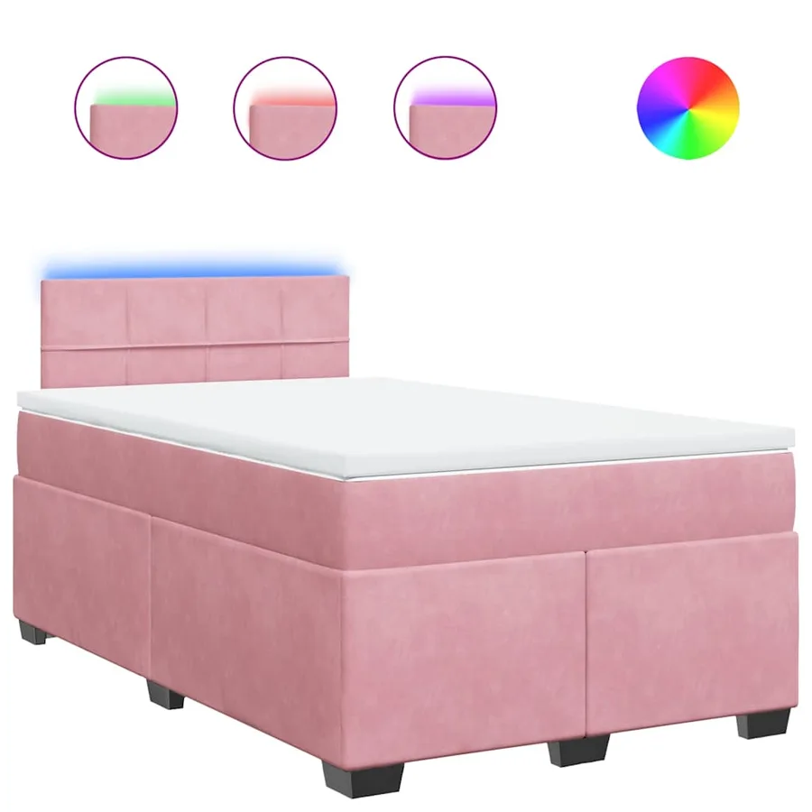 Sommier à lattes de lit avec matelas rose 120x190 cm velours - 2