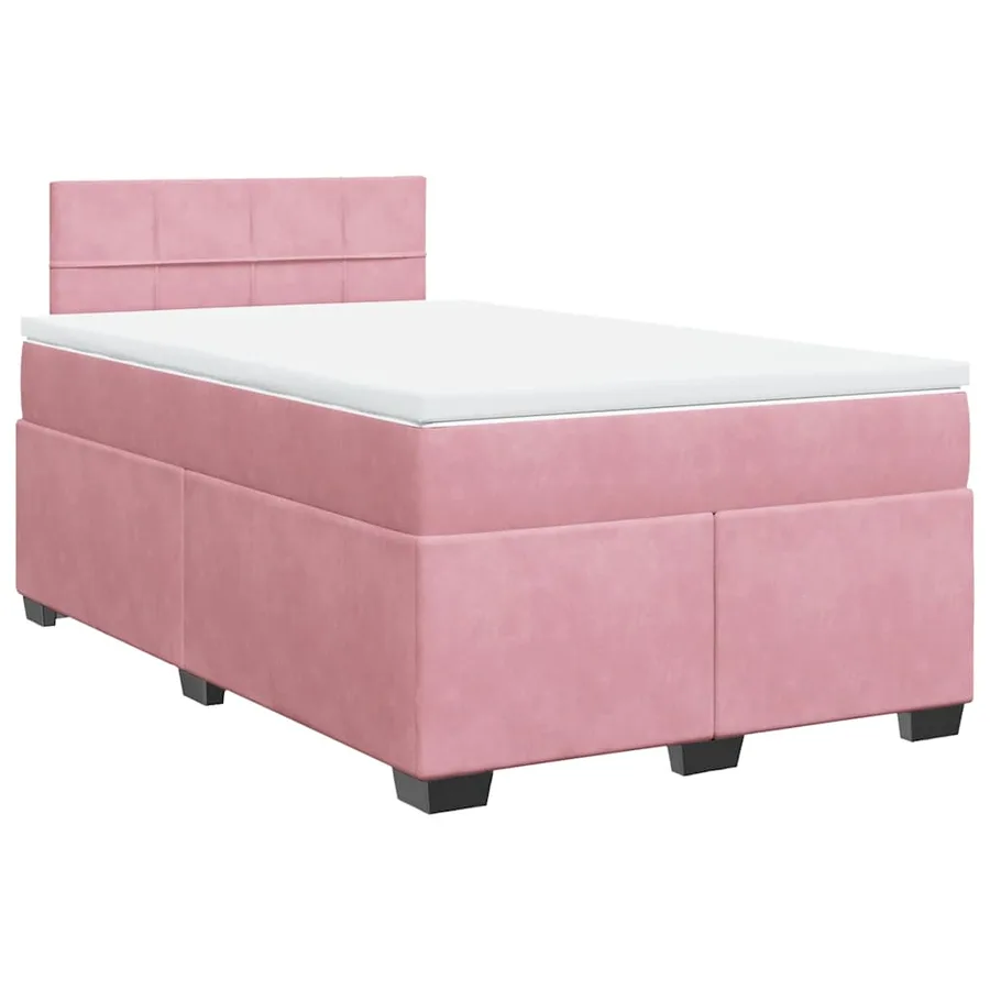 Sommier à lattes de lit avec matelas rose 120x190 cm velours - 3