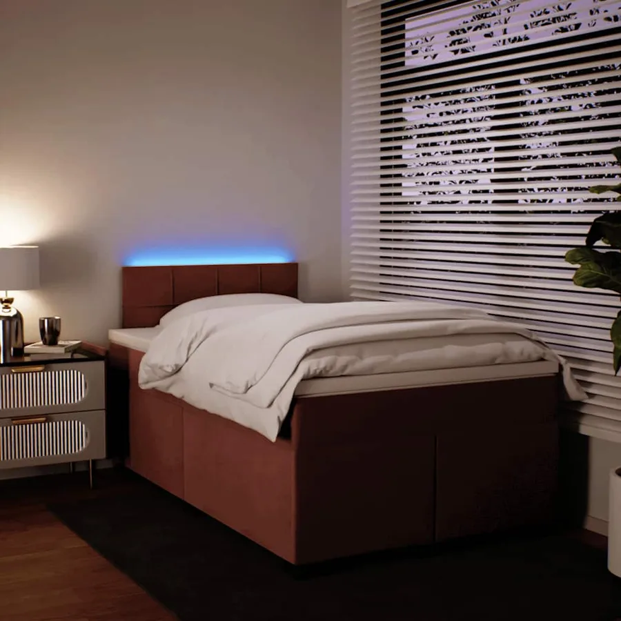 Sommier à lattes de lit avec matelas rose 120x190 cm velours - 5