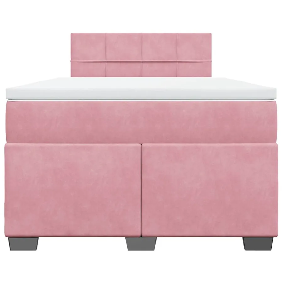 Sommier à lattes de lit avec matelas rose 120x190 cm velours - 6