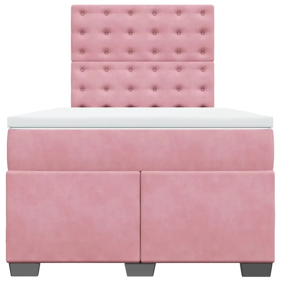 Sommier à lattes de lit avec matelas rose 120x190 cm velours - 4