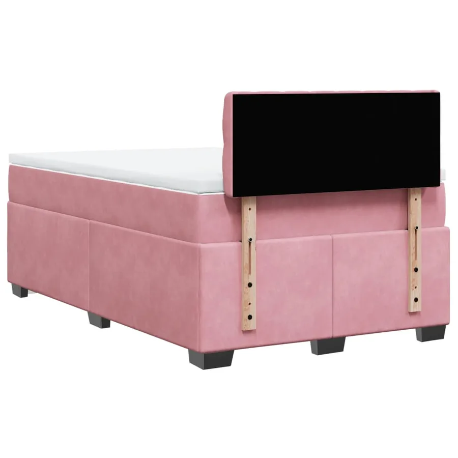 Sommier à lattes de lit avec matelas rose 120x190 cm velours - 10