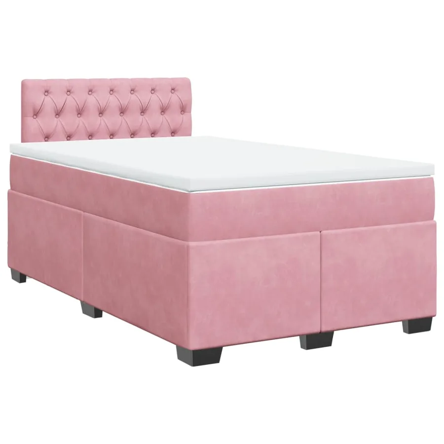 Sommier à lattes de lit avec matelas rose 120x190 cm velours - 2