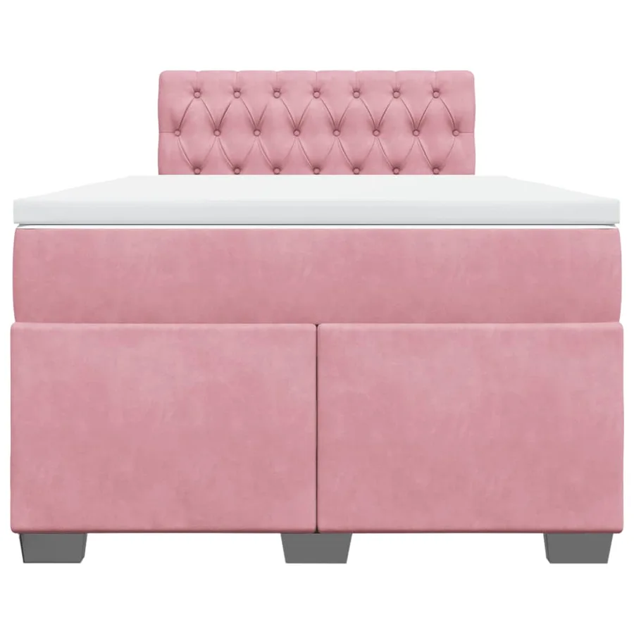 Sommier à lattes de lit avec matelas rose 120x190 cm velours - 4
