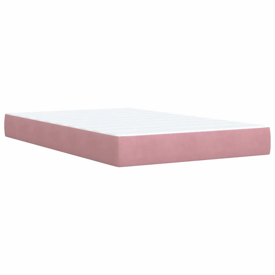 Sommier à lattes de lit avec matelas rose 120x190 cm velours - 6
