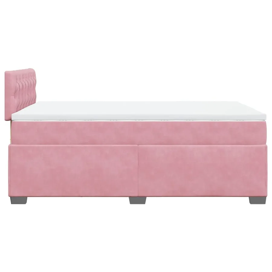 Sommier à lattes de lit avec matelas rose 120x190 cm velours - 9