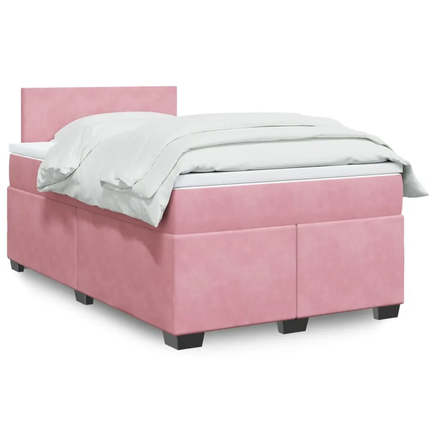 Sommier à lattes de lit avec matelas rose 120x190 cm velours