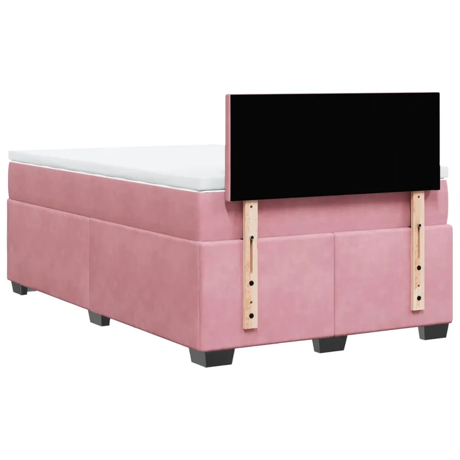 Sommier à lattes de lit avec matelas rose 120x190 cm velours - 10