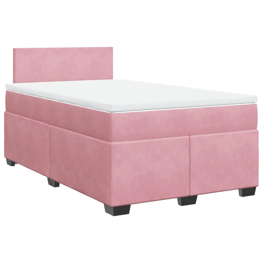 Sommier à lattes de lit avec matelas rose 120x190 cm velours - 2