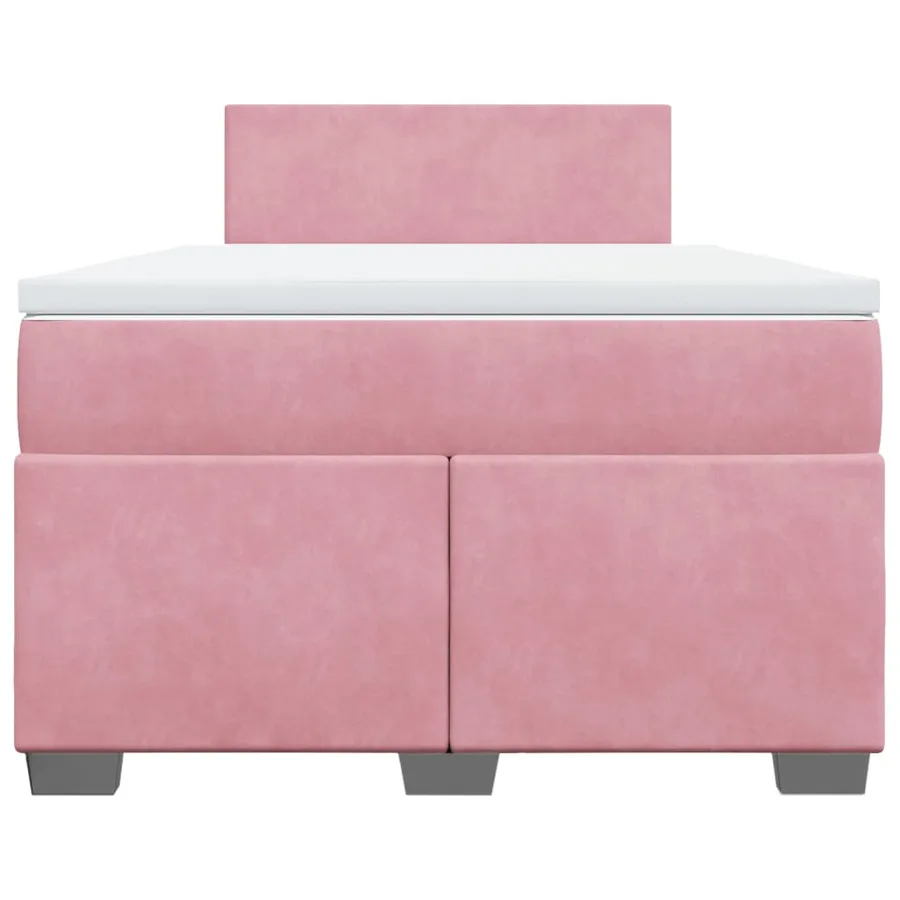 Sommier à lattes de lit avec matelas rose 120x190 cm velours - 4