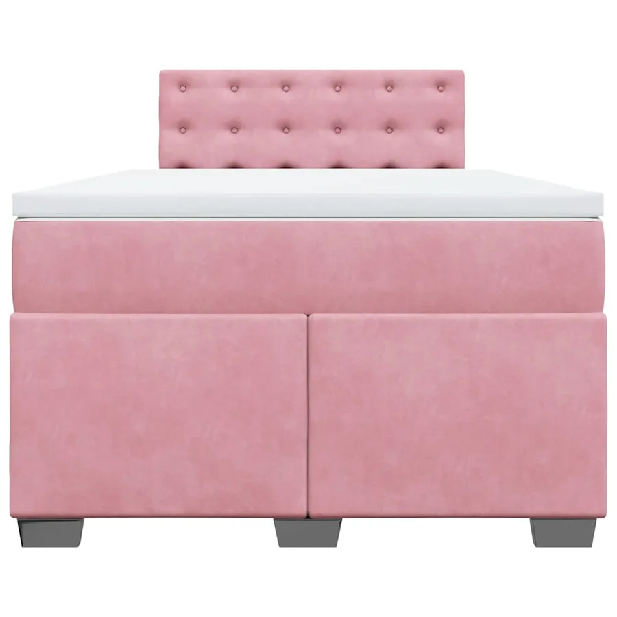 Sommier à lattes de lit avec matelas rose 120x190 cm velours - 6