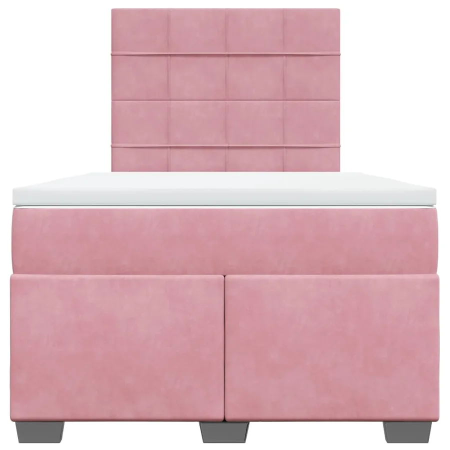 Sommier à lattes de lit avec matelas rose 120x190 cm velours - 4