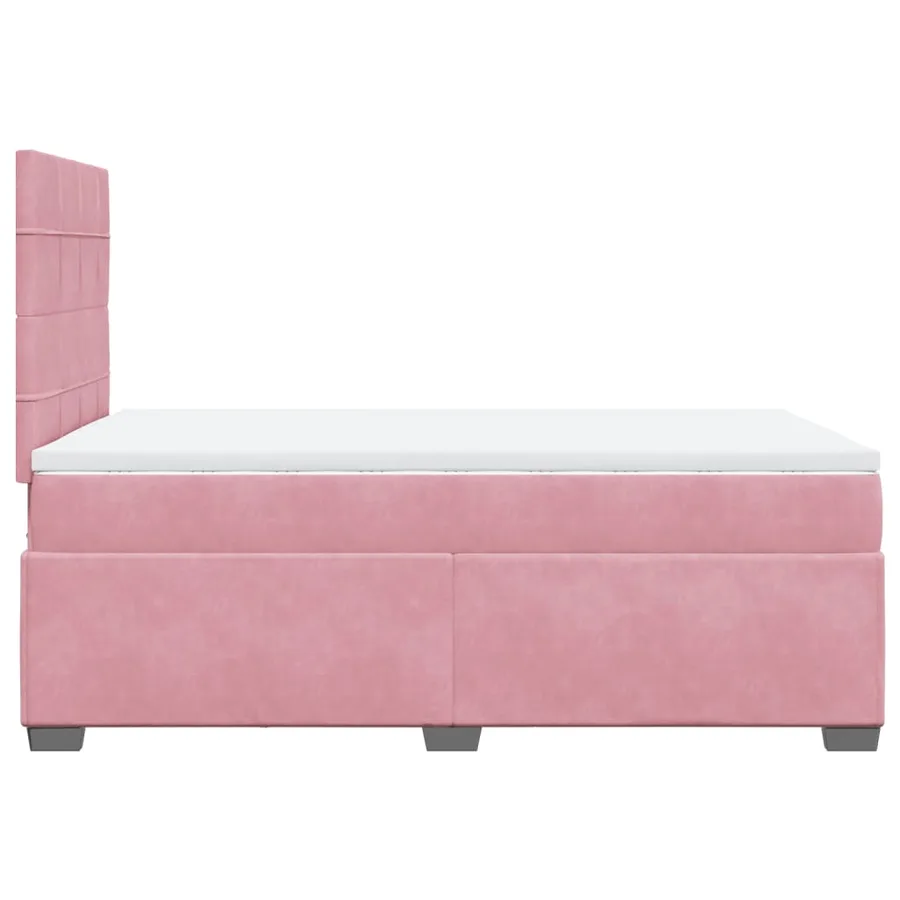 Sommier à lattes de lit avec matelas rose 120x190 cm velours - 9