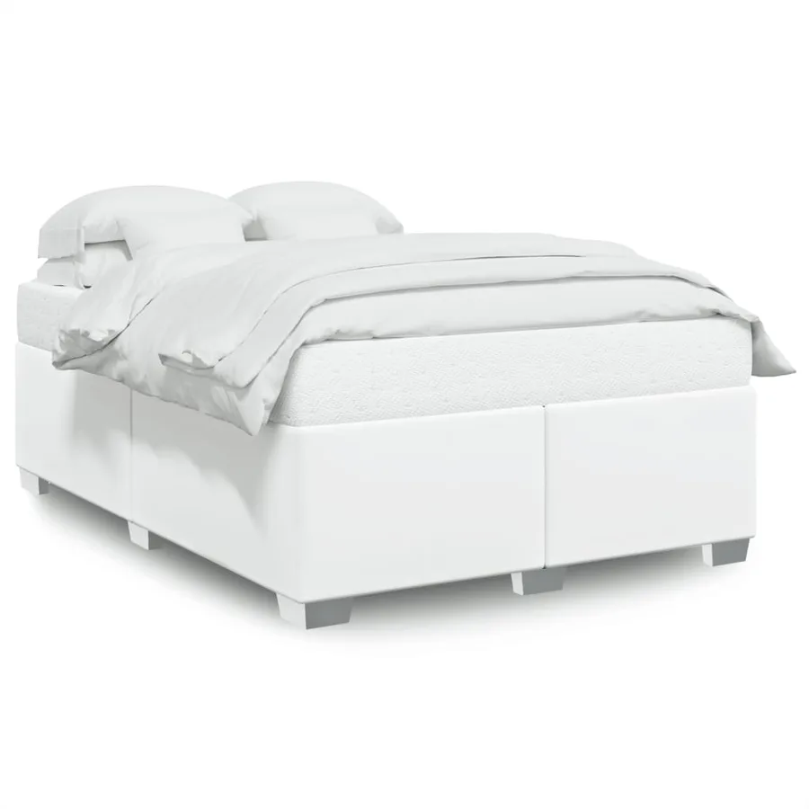 Cadre de lit sans matelas blanc 140x200 cm similicuir - 2