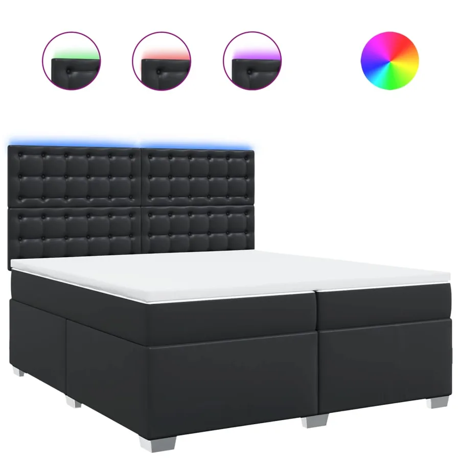 Sommier à lattes de lit avec matelas Noir 200x200 cm Similicuir - 2