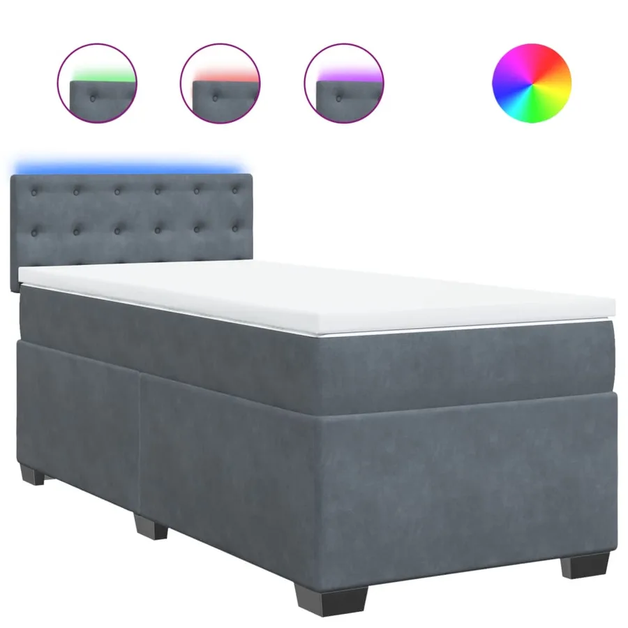 Sommier à lattes de lit et matelas Gris foncé 90x190 cm Velours - 2