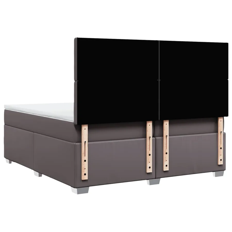Sommier à lattes de lit avec matelas Gris 200x200 cm Similicuir - 10
