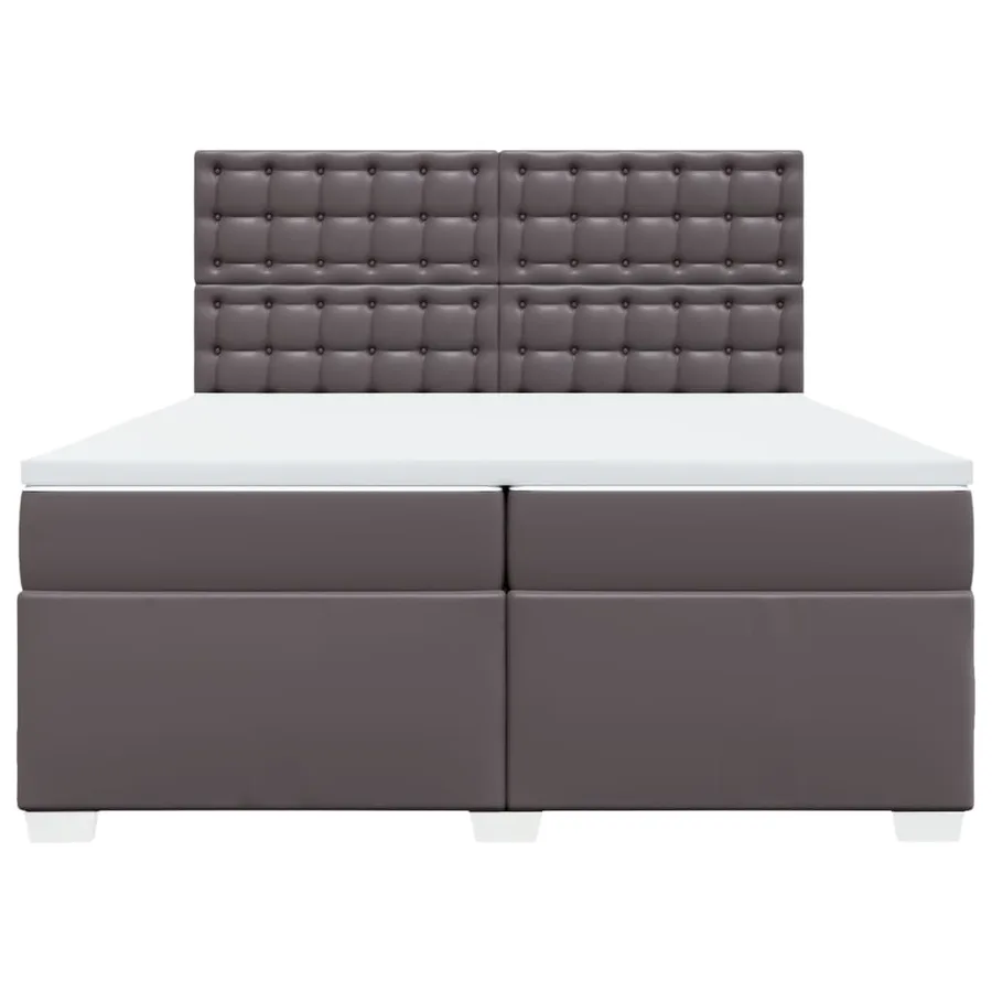 Sommier à lattes de lit avec matelas Gris 200x200 cm Similicuir - 4