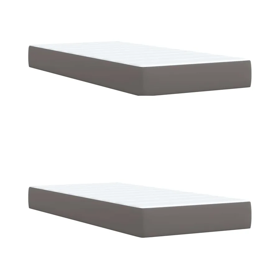 Sommier à lattes de lit avec matelas Gris 200x200 cm Similicuir - 6