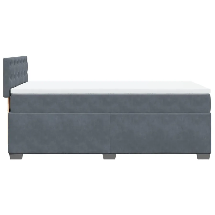 Sommier à lattes de lit avec matelas gris foncé 90x190 cm simple velours - 7