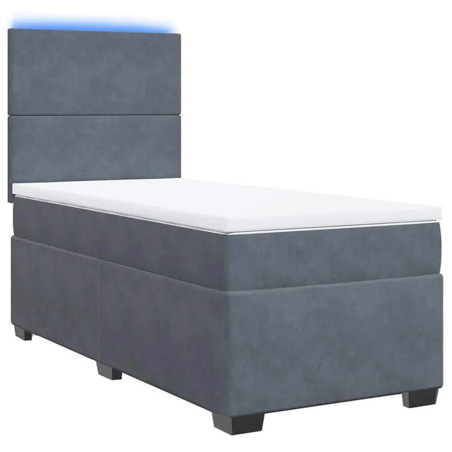 Sommier à lattes de lit et matelas Gris foncé 90x190 cm Velours - 3