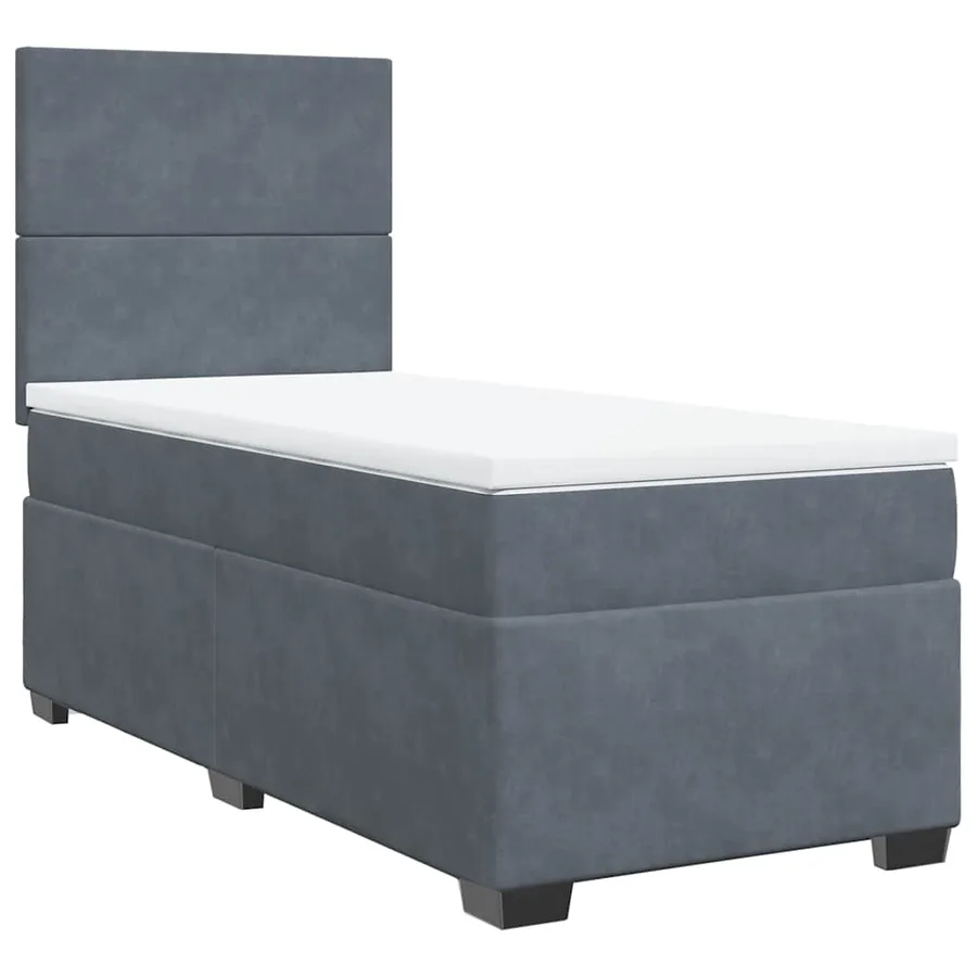 Sommier à lattes de lit et matelas Gris foncé 90x190 cm Velours - 6