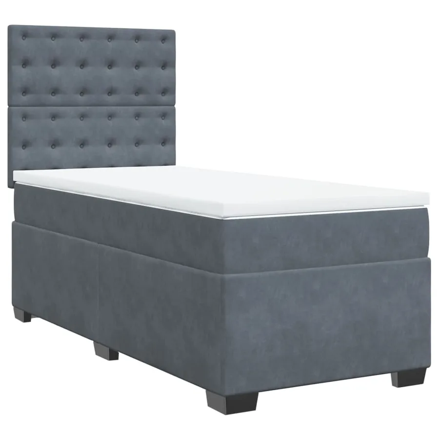 Sommier à lattes de lit et matelas Gris foncé 90x190 cm Velours - 2