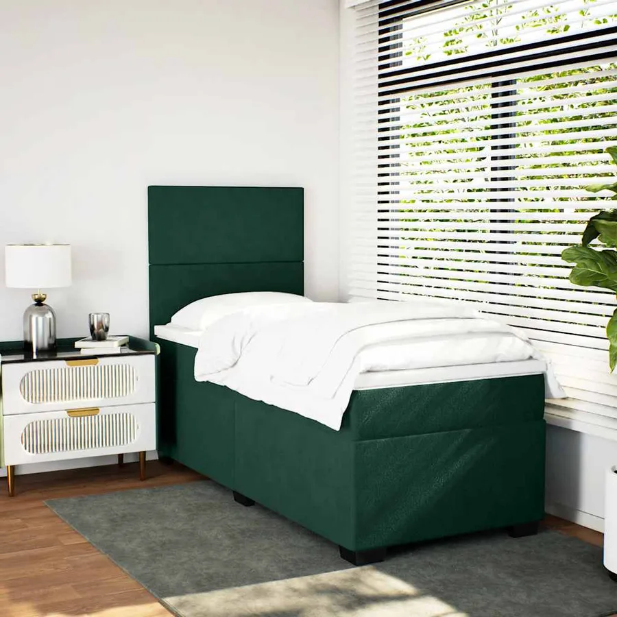 Sommier à lattes de lit et matelas Vert foncé 80x200 cm Velours - 3