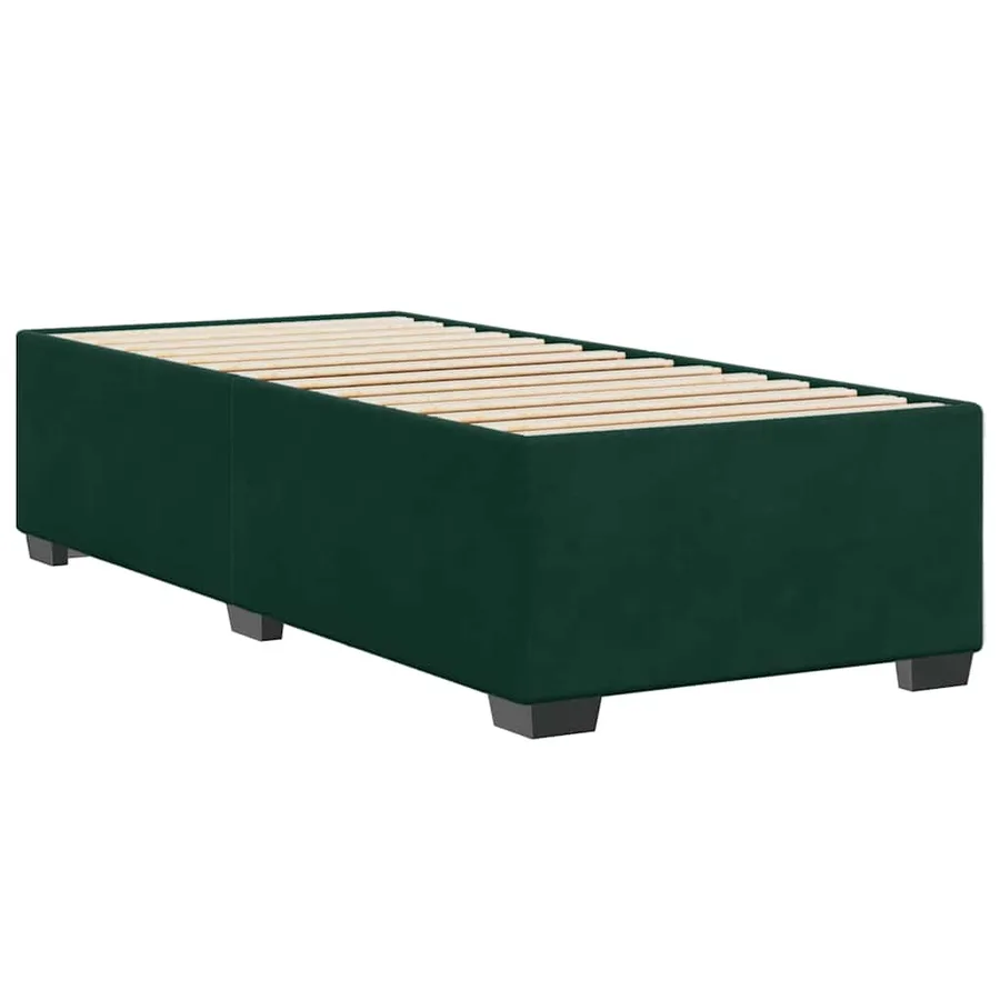Cadre de lit sans matelas vert foncé 90x190 cm velours - 3