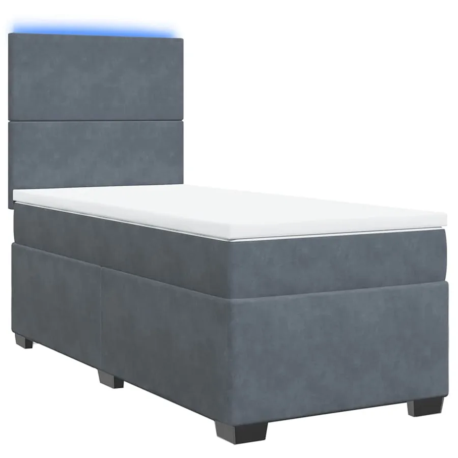 Sommier à lattes de lit et matelas Gris foncé 80x200 cm Velours - 3