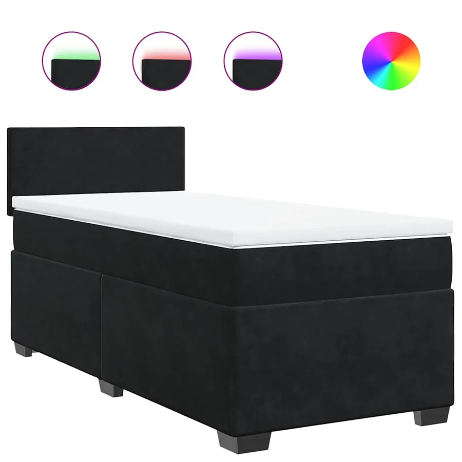 Sommier à lattes de lit avec matelas noir 90x190 cm simple velours - 2